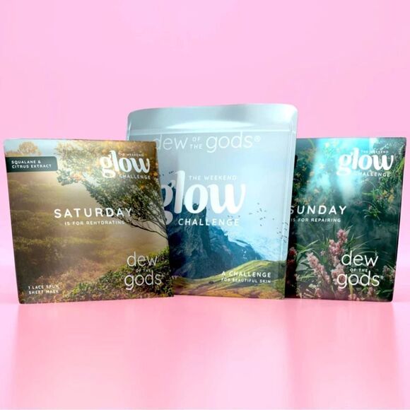 The Weekend Glow Challenge - 2 Lace Spun Sheet Masks NWT - Picture 1 of 10